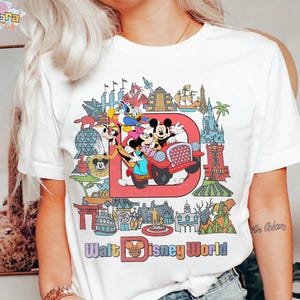 Retro 80s Walt Disneyworld T-Shirt, Crop Top, Mickey And Friends Design, Vintage Disney Collection, Perfect for Disney Fans,Family Trip Gift