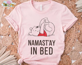Retro 90s Disney Winnie the Pooh Namast'ay In Bed Piglet Eeyore Tee, Crop Top, Pooh And Friends Shirt, Disneyland Magic Kingdom Gift