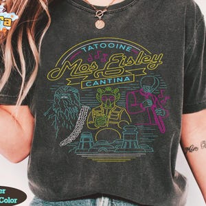 Star Wars Mos Eisley Neon Portrait T-Shirt, Galaxy&#39;s Edge Hollywood Studios Design, Perfect for Star Wars Fans, Unisex Birthday Gift