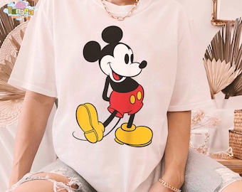 Camiseta clásica de Mickey Mouse de Disney, top corto, regalo de vacaciones en Magic Kingdom Disneyland, colección Mickey y sus amigos, familia clásica
