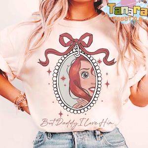 Retro 90s Coquette Bow But Daddy I Love Him Tee, Crop Top, Ariel Princess Shirt, Disney The Little Mermaid Design, Magic Kingdom Gift