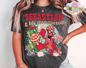 Camiseta retro de los 90 con la banda de crustáceos de Sebastián, top corto, camiseta de la princesa Ariel de La Sirenita de Disney, viaje de chicas a Magic Kingdom