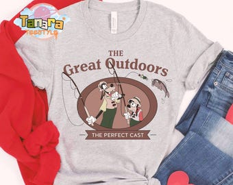 Retro jaren 90 Disney A Goofy Movie Tee, crop top, Vaderdagcadeau voor vader, Disney shirt vader en zoon, Max & Goofy Fishing, The Great Outdoors