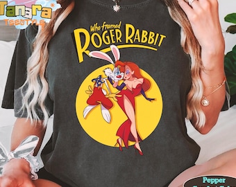 Retro 90er Jahre Disney wer hat Roger Kaninchen Jessica und Roger T-Shirt, BTW Magic Kingdom Geschenk, lustiges Cartoon Design, Familien Geburtstagsgeschenk gerahmt