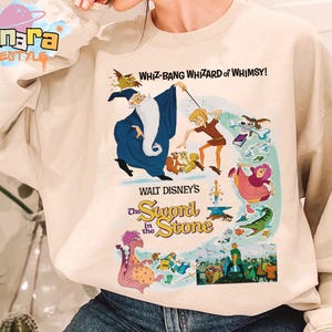 Disney The Sword In The Stone Comic Poster Shirt, Magic Kingdom Trip Gift, Retro 80s Design, Perfect for Family Birthday, Adult Kids Tee