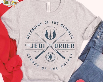 Retro 90s Star Wars The Clone Wars Jedi Order Emblem Shirt, Disney Galaxy's Edge Inspired, Jedi Lightsaber Design, Fan Gift