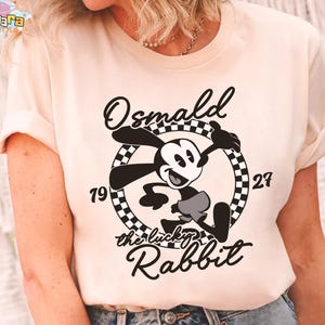 Disney Oswald The Lucky Rabbit T-Shirt, Crop Top, 1927 Checkerboard Design, Vintage Cartoon Character, Classic Disney Shirt, Magic Kingdom