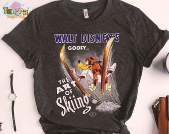 Disney Goofy In The Art Of Skiing T-Shirt, Crop Top, Magic Kingdom Collection, Perfect Disney Gift, Classic Character Design,Retro 90s Style