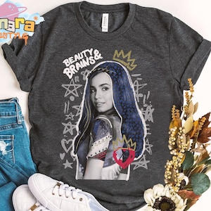 Disney Descendants 2 Evie Collage Beauty And Brains T-Shirt, Princess Evie Design, WDW Magic Kingdom Disneyland Family Vacation Gift