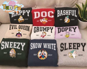 Disney Snow White and The Seven Dwarfs Shirt, Vintage Character Group Design, Classic Disney Movie Tee, Perfect Gift for Fans, Family Tee.