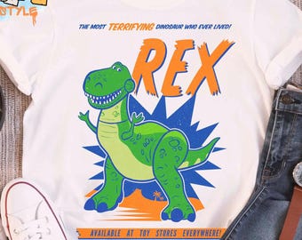 Disney Pixar Toy Story REX Dinosaur Shirt, Cute Dino Portrait Design, Buzz Lightyear Woody Tee, Disney Parks WDW Disneyland Family Gift