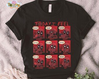 Deadpool Today I Feel Panels T-Shirt, Crop Top, Marvel Studios Design, Unisex Tee, Perfect for Deadpool Fans, Retro 90s Comic Book Style