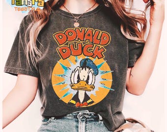 Disney Donald Duck Quack T-Shirt, Crop Top, Retro Vintage Cartoon Design, Funny Disney World Tee, Perfect for Park Fans, Classic Gift