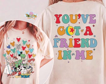 Camiseta retro de los 90 "Tienes un amigo en mí", top corto, camiseta de Toy Story de Disney Pixar, regalo de vacaciones familiares en WDW Magic Kingdom Disneyland