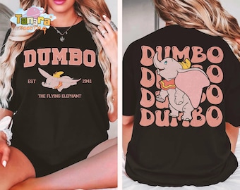 Disney Dumbo The Flying Elephant T-Shirt, Two-Sided Vintage Design, Cute Disney Kids & Toddler Tee, Disneyland Family Vacation 2025 Gift
