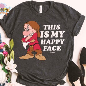 Disney Grumpy This Is My Happy Face Tee, Snow White and the Seven Dwarfs Inspired, Classic Disney Shirt, Magic Kingdom Souvenir,WDW Fan Gift