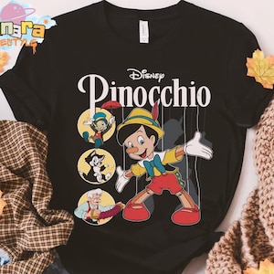 Pinocchio Vintage Movie Characters Tee, Disney Geppetto Shirt, WDW Magic Kingdom Disneyland Holiday Gift, Classic Cartoon Collection, Family
