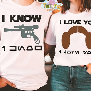 Princess Leia and Han Solo I Love You I Know Crop Top, T-Shirt, Star Wars Day 2025 Couple Matching Tee, Galaxy&#39;s Edge Family Trip Gift