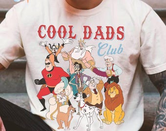 Camiseta retrô dos anos 90 da Disney, estilo "Cool Dad Clubs", cropped, presente divertido para pai e filho, melhor pai do mundo, Pateta, Mufasa, Rei Tritão, viagem em família