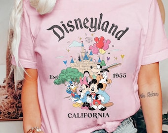 Camiseta vintage de Disneyland California, top corto, diseño de Mickey y sus amigos, Disneyland fundada en 1955, inspirada en Walt Disney, vacaciones en Disney 2025