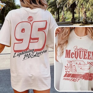 Lightning McQueen T-Shirt, Crop Top, Vintage Cars Characters Design, Rusteze Racing Tee, Radiator Springs Inspired, Disney Pixar Movie Fan