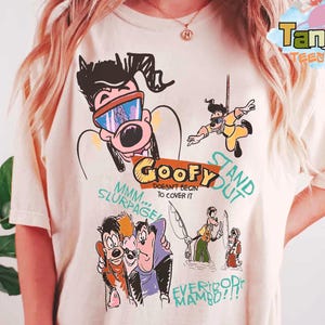 ディズニー グーフィー・ムービー パワーライン スタンドアウトTシャツ、マックス＆ロクサーヌ スケッチシャツ、90年代レトロカートゥーンデザイン、WDWマジックキングダムツアー、クラシックディズニー