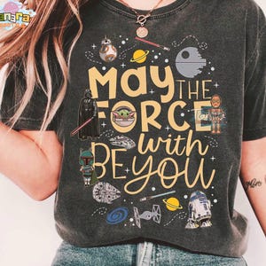 Retro 80s May The Force Be With You Tee, Crop Top, Vintage Star Wars Design, 1977 Classic Logo, Disney World Trip, Galaxy&#39;s Edge Gift