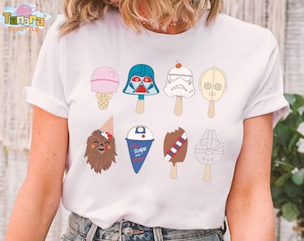 Top cropped divertido com personagens de Star Wars como sorvete nostálgico, camiseta, presente para férias em família na Galaxy's Edge do Hollywood Studios, Darth Vader.