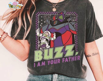 Camiseta retrô Zurg e Buzz Lightyear dos anos 90 "Eu Sou Seu Pai", top curto, design Toy Story da Disney Pixar, presente de aniversário perfeito para o pai, família