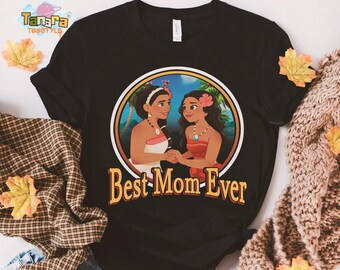 T-shirt rétro des années 90 Disney Moana meilleure maman de tous les temps, haut court, idées cadeaux pour la fête des mères, t-shirt assorti pour maman, voyage de vacances en famille à Disneyland
