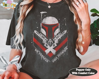 Star Wars Boba Fett No Threats Only Promises T-Shirt, Crop Top, Mandalorian Collection, Perfect for Star Wars Fans, Galaxy's Edge Design.