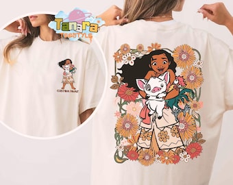 Retro 90s Personalized Moana Hei Hei Rooster Pua Pig Tee, Crop Top, Floral Disney Design, Disneyland Vacation, Moana 2 Movie 2026