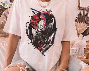 Camiseta Marvel Spider-Man Maximum Venom, top corto, diseño de toma de acción del MCU, perfecta para fanáticos de los superhéroes, retro de los 90, regalo unisex para adultos y niños.