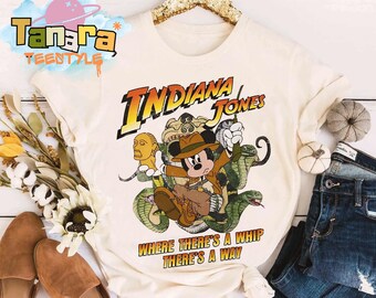 Mickey Mouse Indiana Jones Tee, Disney Adventure Collection, Retro 80s Style, Magic Kingdom Disneyland Vacation Gift, Mickey and Friends