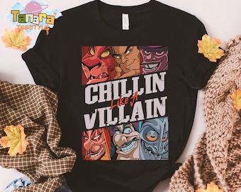 Disney Villains Chillin Like A Villain Shirt, WDW Group Portrait Tee, Hades Scar Jafar Design, Classic Disney Movie Gift, Villain Lover