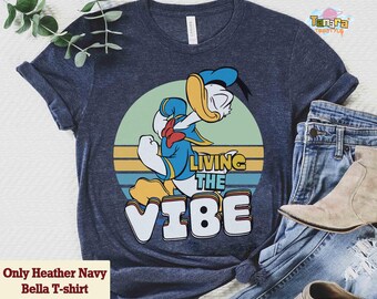 Retro 90s Disney Donald Duck T-Shirt, Crop Top, Living The Vibe Design, WDW Magic Kingdom Gift, Mickey and Friends Matching Outfit, Classic