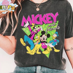 Retro jaren 90 Disney Mickey en vrienden shirt, Magic Kingdom Disneyland familievakantie cadeau, Donald Goofy Pluto bijpassende T-shirt, klassieke cartoon