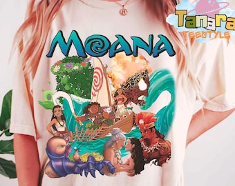 Retro 90er Jahre Moana 2 Charakter T-Shirt, Kotu Maui Hei Hei Pua Gruppen Design, Disneyland Familienurlaub Matching, Disney Film 2025 Geschenk