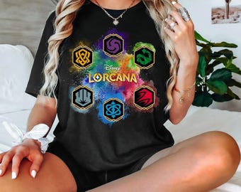 Vintage Disney Lorcana T-Shirt, Crop Top, Retro 90s Card Game Design, Perfect for Disney Fans, Collectible Card Art, Magic Kingdom Style