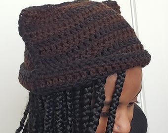 Black and Brown Cat Hat, Crochet Cat Beanie,  Crochet Hat