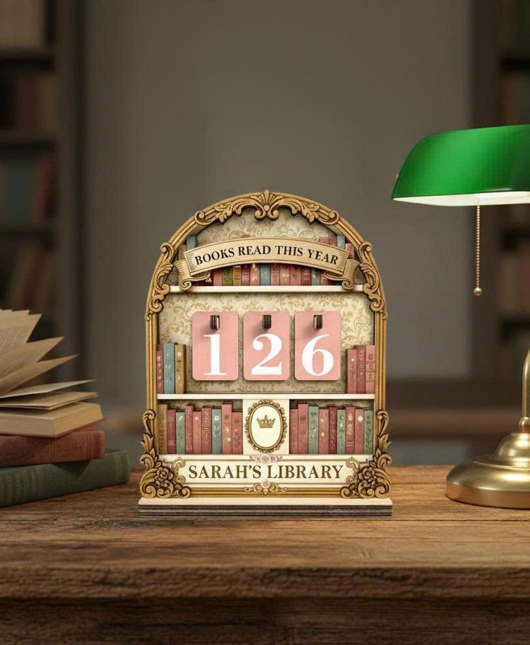 Sarah's Library Book Tracker Dark Brown and Gold Royal Crest Style ...