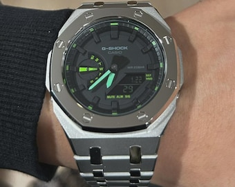 GA2100 Casioak Nova Pulseira Personalizada G-Shock em Aço Inoxidável
