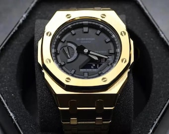 Custom Gold Casioak G-Shock GA-2100 – Men's Analog-Digital Watch