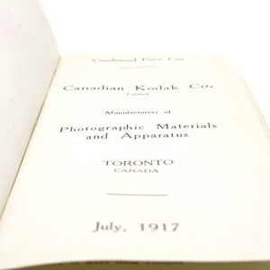Lista de precios condensada, Canadian Kodak Co. Limited 1917 imagen 2