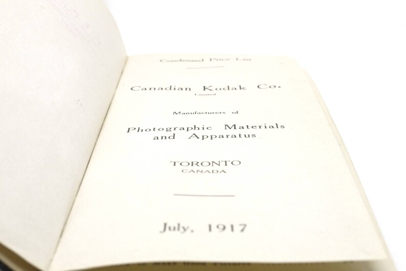 Lista de precios condensada, Canadian Kodak Co. Limited 1917 imagen 2
