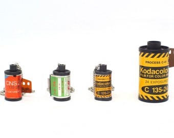 Vintage miniature 35mm film roll pendant, choice of Kodacolor II, Fuji FII, Agfacolor CNS 2