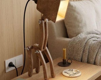 Zestaw lamp LUMI z drewna, regulowana lampa biurkowa, lampa robota, kreatywne drewniane światło, wyjątkowy prezent dla twórców, nowoczesny wystrój domu