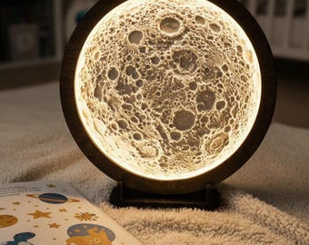 Lunar table Lamp • Modern table Sconce with Warm Light • Minimal Moon Shaped table Light for Bedroom, Meditation & Yoga Room Decor