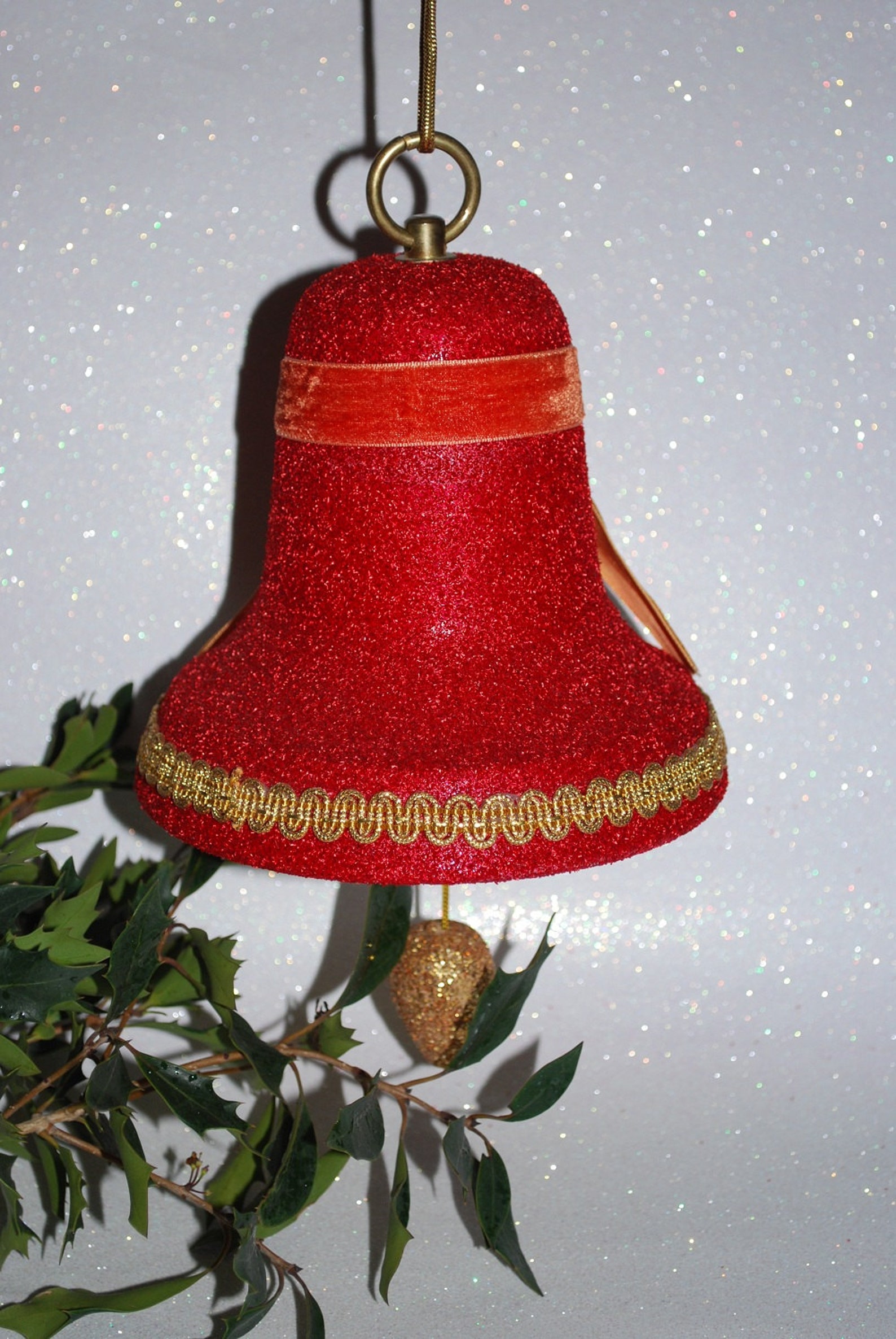 Vintage 1950's Red Flocked Musical Christmas Bell with  Etsy