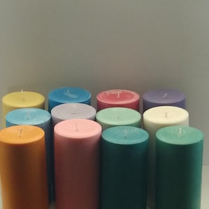Grande bougie pilier au soja non parfumée – 3 x 6 | Bougie pour mariage et événement | Combustion nette | Couleurs personnalisées
